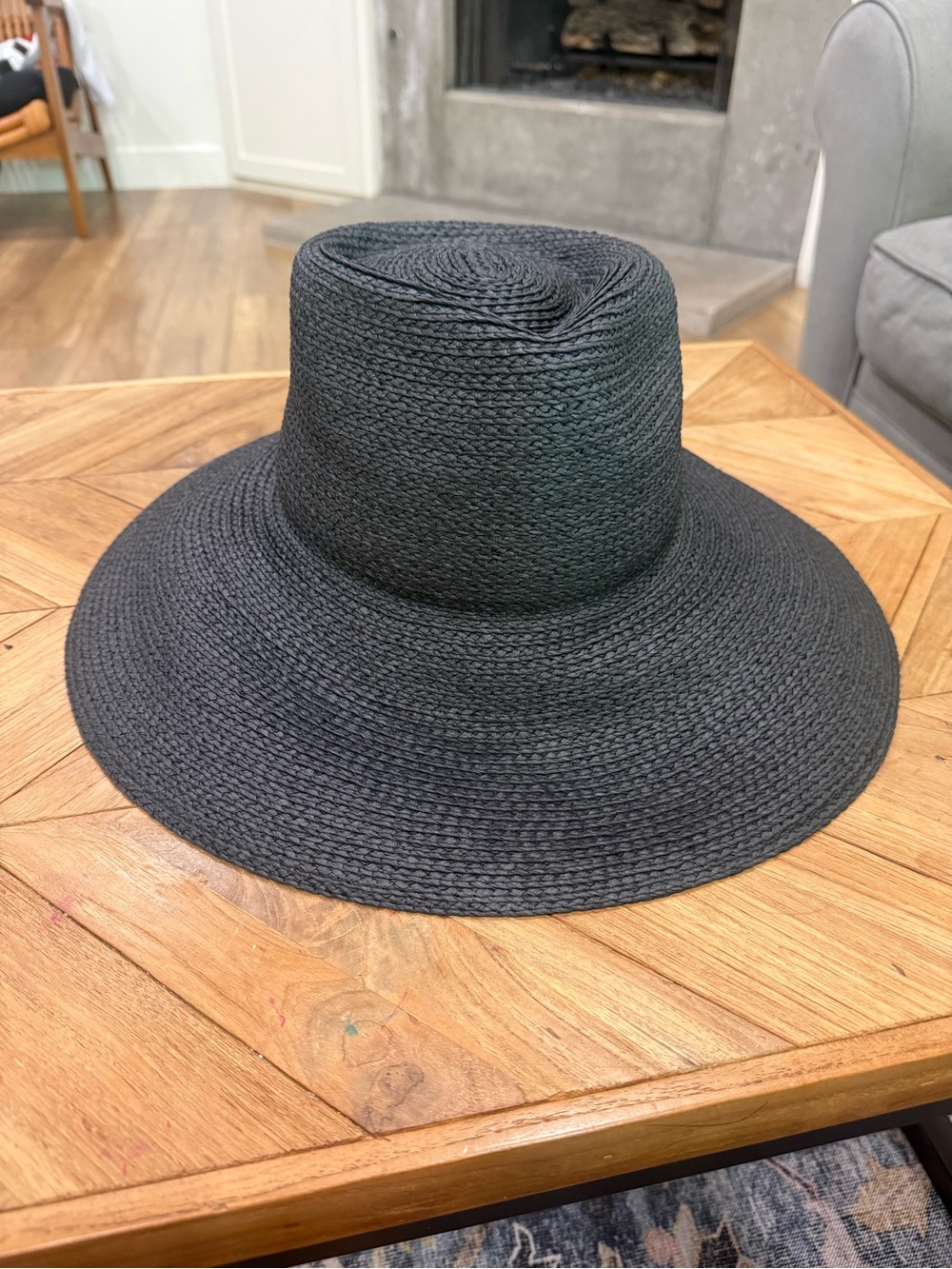 LOFT Black Wide-Brim Straw Hat